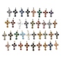 Natural & Synthetic Gemstone Pendants, Cross Charms, with Brass Findings