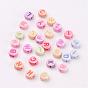 Acrylic Beads, Mixed Letters, Flat Round, 7x3.5mm, Hole: 2mm