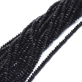 Natural Black Tourmaline Beads Strands, Faceted, Rondelle