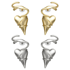 2 пары 2 серьги-гвоздики в форме сердца из цветного сплава, с 925 штырями стерлингового серебра