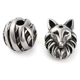 304 Stainless Steel Beads, Fox & Round