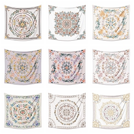 Bohemian Style Flower Pattern Polyester Wall Tapestry, Rectangle Tapestry for Wall Bedroom Living Room