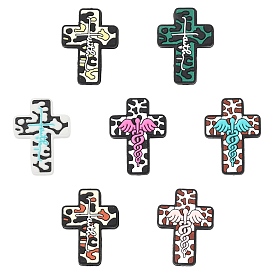 14 шт. 7 стили силиконовые фокусные бусины, крестик