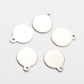 Stainless Steel Stamping Blank Tag Pendants, Flat Round, 22x18x1mm, Hole: 2mm