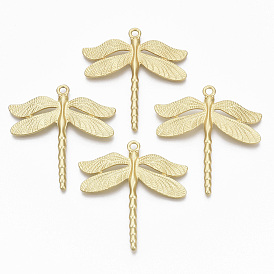 Alloy Big Pendants, Matte Style, Cadmium Free & Nickel Free & Lead Free, Dragonfly, Real 14K Gold Plated
