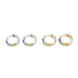 Brass Enamel Hoop Earrings, Long-Lasting Plated, Ring