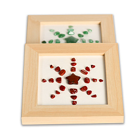 Natural Gemstone and Wooden Picture Frame, for Wall Hanging, Table Top Home Decoration, Square with Star