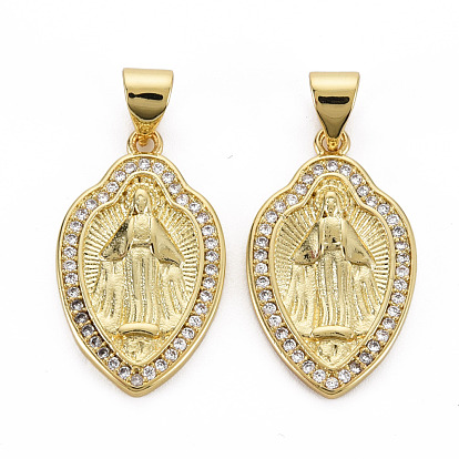 Brass Micro Pave Cubic Zirconia Pendants, Nickel Free, Virgin
