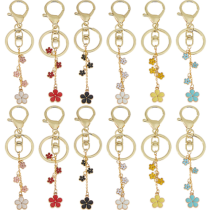 6шт брелок из сплава эмали, с застежкой из сплава и железными кольцами