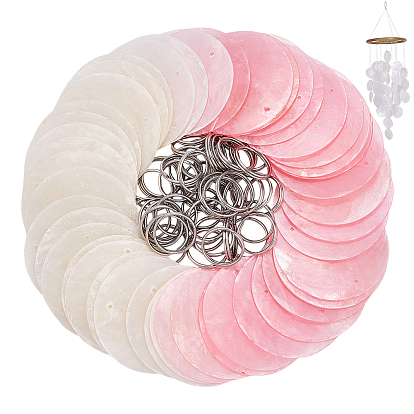 Сделай сам наборы для ключей, включая подвеску-соединитель из натуральной ракушки Capiz и 304 разъемные кольца из нержавеющей стали