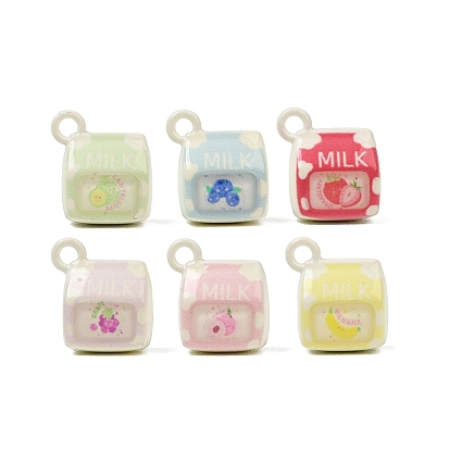 Alloy Enamel Pendants, Fruit Milk Charms