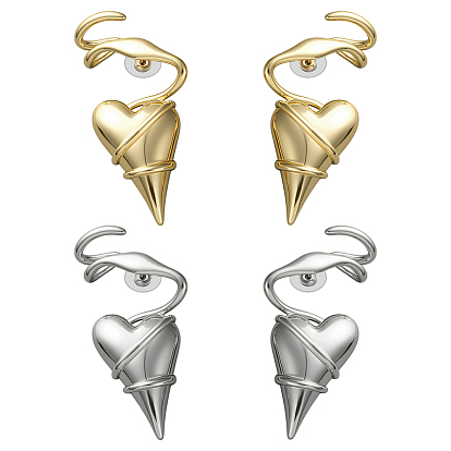 2 пары 2 серьги-гвоздики в форме сердца из цветного сплава, с 925 штырями стерлингового серебра