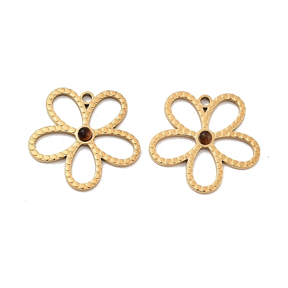 Ионное покрытие (ip) 316 подвески из нержавеющей стали, без никеля , Натуральные подвески в виде цветов тигрового глаза, реальный 18 k позолоченный