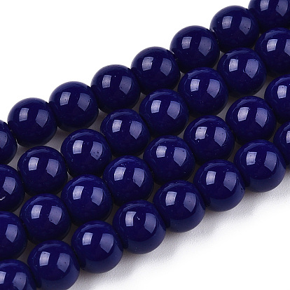 Perles de verre opaques de couleur unie, ronde