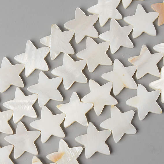 Natural Freshwater Shell Beads Strands, Star