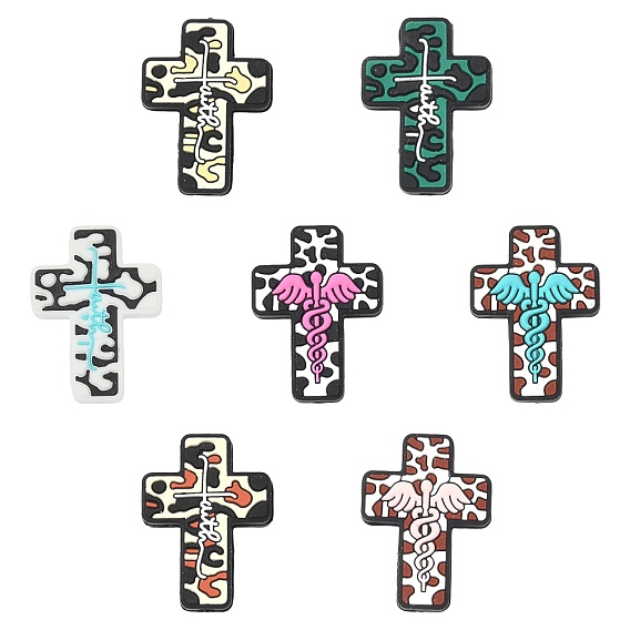 14 шт. 7 стили силиконовые фокусные бусины, крестик