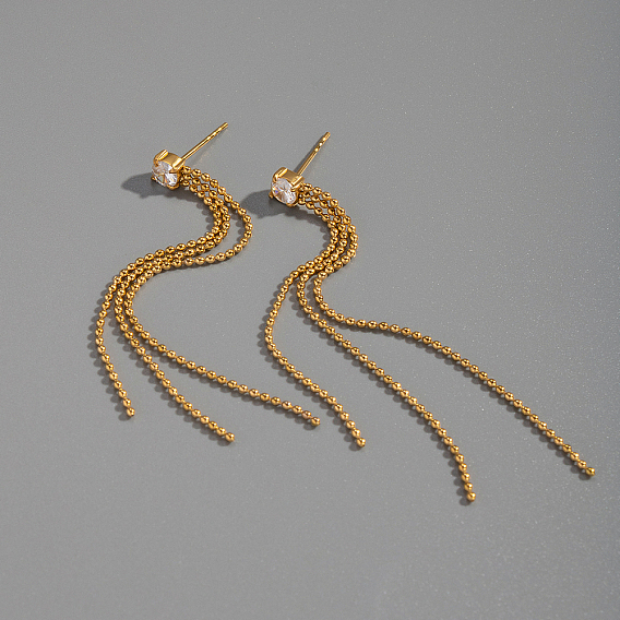 304 серьги из нержавеющей стали из нержавеющей стали, с четким кубического циркония