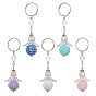 Seed Beads Keychain, with Iron Split Key Rings and Resin Rhinestone Beads, Angel