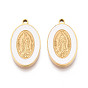 Религия 304 овальные подвески из нержавеющей стали и эмали, прелести девы марии, ионное напыление (IP) настоящее 18позолоченное золото