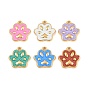 304 Stainless Steel Enamel Pendants, Paw Print Charms, Ion Plating(IP), Real 18K Gold Plated