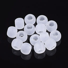 Transparent Acrylic European Beads, Large Hole Beads, Frosted, Rondelle