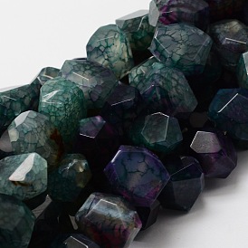 Dyed Natural Agate Beads Strands, Star Cut Round Beads, Faceted, 17~18x14~16x10~11mm, Hole: 1.5mm, about 27pcs/strand, 15.7 inch