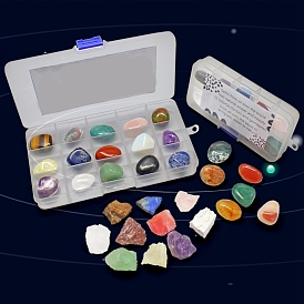 Mixed Natural Gemstone Nuggets Collections, for Earth Science Teaching, with Transparent Box