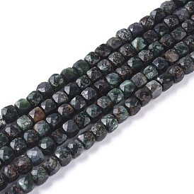 Natural Seraphinite Beads Strands, Faceted, Cube