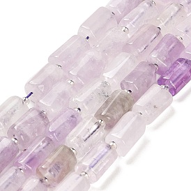 Natural Amethyst Beads Strands, with Seed Beads, Faceted Column