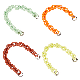 4Pcs 4 Colors Acrylic Cable Chains Bag Strap, with Iron Spring Gate Ring, for Bag Replacememnt Accessories