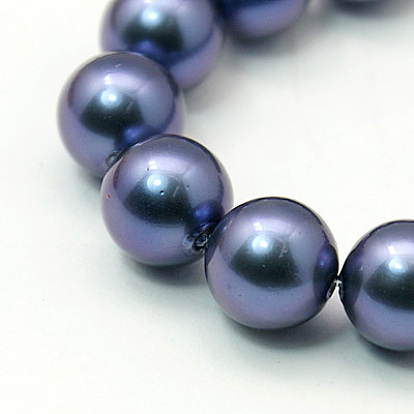 Shell Pearl Beads Strands, Grade A, Polished, Round, 10mm, Hole: 0.8~1.0mm, about 38pcs/strand