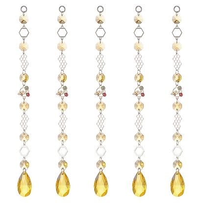 Стекло каплевидное окно висит ловцы солнца, подвески из сплава пчелы/соты и стекла, восьмиугольные звенья, украшения, украшения