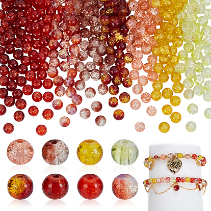 320 шт 8 цвета окрашенные распылением хрустящие стеклянные бусины нити, круглые