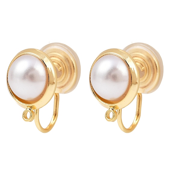 Полукруглые латунные фиксаторы для ушей, с искусственными жемчужинами и петлями из АБС, долговечный, без никеля 