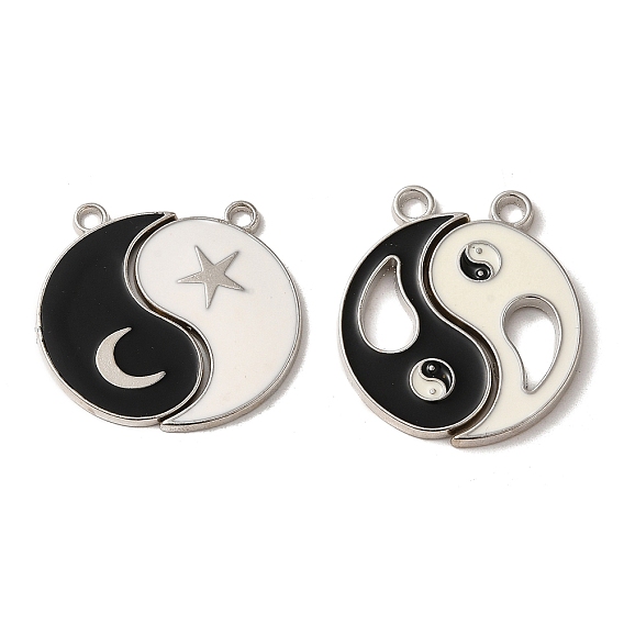 Alloy Enamel Split Pendants, Cadmium Free & Lead Free, Yin-yang Charm