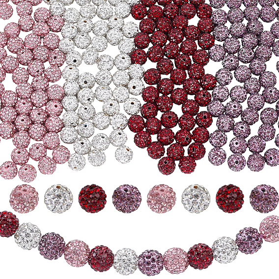 Pave Disco Ball Beads, Polymer Clay Rhinestone Beads, Grade A, Round