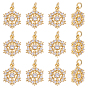12Pcs Brass Micro Pave Cubic Zirconia Pendants, Snowflake Charms, Cadmium Free & Lead Free, Rack Plating, Long-Lasting Plated, with Jump Ring