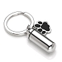 Stainless Steel Keychain, with Urn Ashes and Footprint Pendant