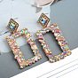 Colorful Geometric Crystal Earrings with Elegant High-end Style