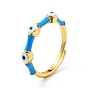 Enamel Evil Eye Adjustable Ring, Real 18K Gold Plated Brass Lucky Jewelry for Women
