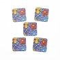 Acrylic Cabochons, for Hair Pins, Hair & Earrings Accessories, Square with Flower Pattern