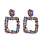 Alloy Glass Drill Earrings for Women in European and American Style