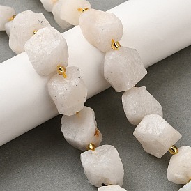 Нити бусин из необработанного натурального белого нефрита, самородки, с бисером