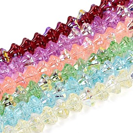 Стеклянные бусины с гальваническим покрытием , цветок, жемчужные, с половиным покрытием