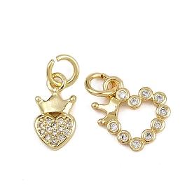 Латунные микро проложить кубического циркония подвески, сердце с подвесками в виде короны, с целью перехода в кольце