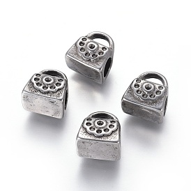 304 Stainless Steel European Bead Rhinestone Settings, Large Hole Beads, Bag