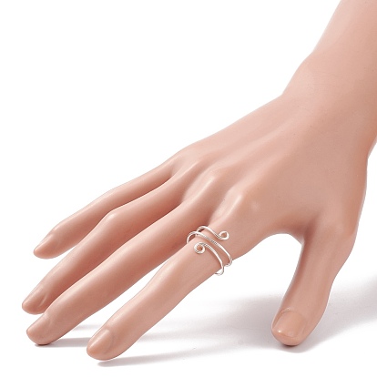 Brass Wire Wrap Double Line Cuff Ring for Women