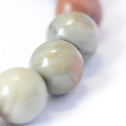 Natural Silver Leaf Jasper Round Bead Strands