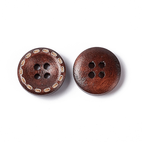 4-hole Central Sunken Round Buttons, Wooden Buttons