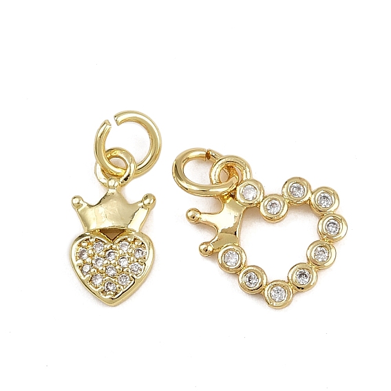 Латунные микро проложить кубического циркония подвески, сердце с подвесками в виде короны, с целью перехода в кольце